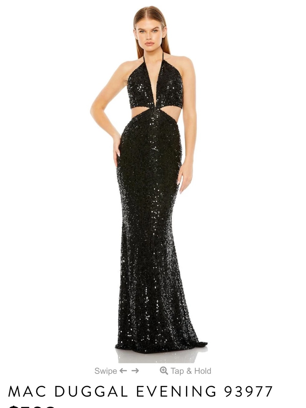 Mac Duggal Black Sequin Halter Cutout Evening Gown size 4